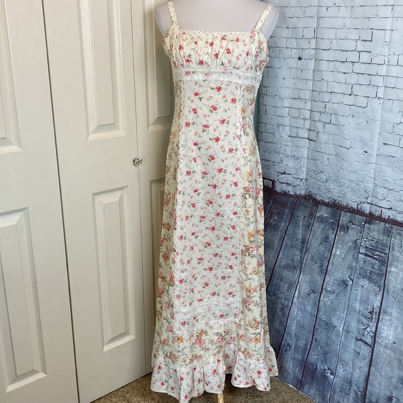Vintage Jessica McClintock for GUNNE SAX Floral Print Prairie Dress SZ 9/10 - Picture 1 of 16